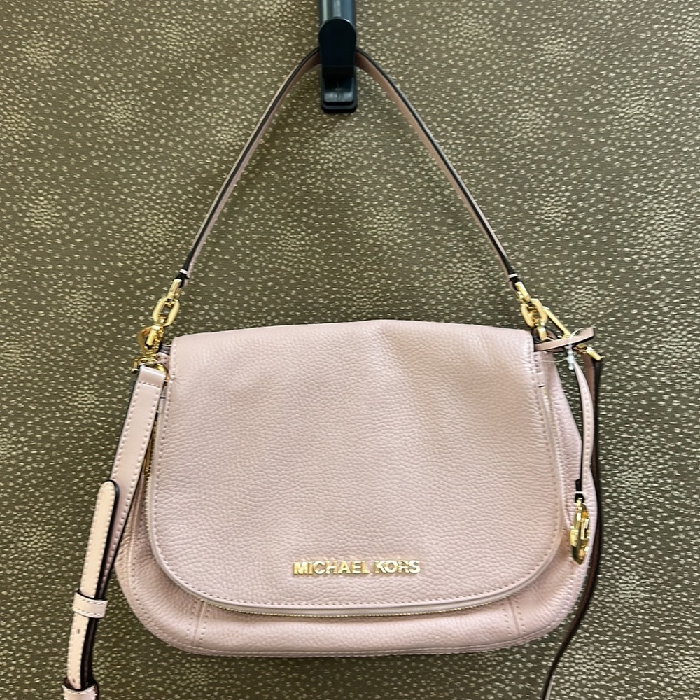 🔥🔥🔥NEW Michael Kors Bedford Medium Convertible Flap Pink Leather Shoulder Bag - Picture 3 of 15